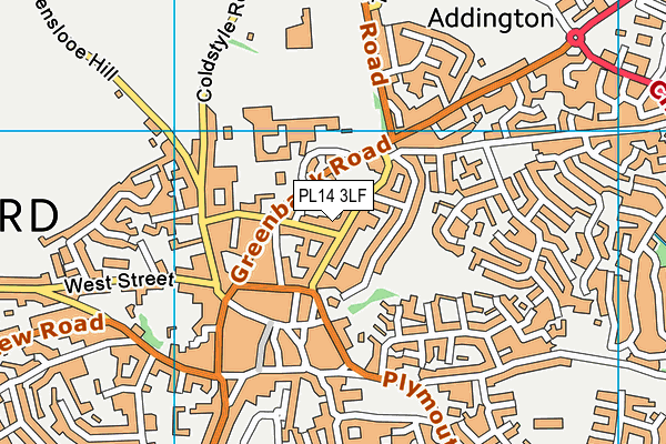 PL14 3LF map - OS VectorMap District (Ordnance Survey)