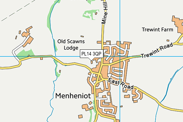 PL14 3QP map - OS VectorMap District (Ordnance Survey)