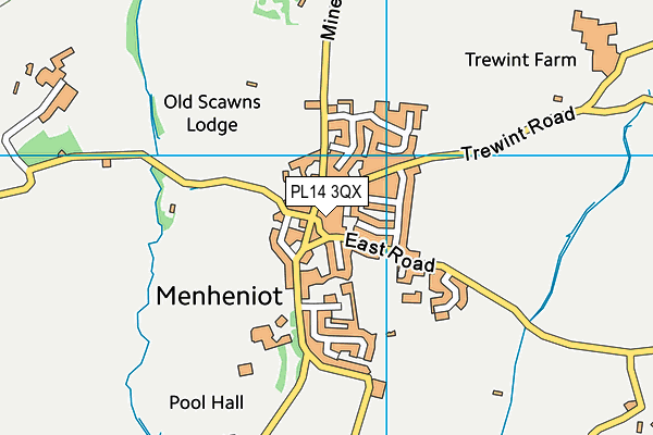 PL14 3QX map - OS VectorMap District (Ordnance Survey)