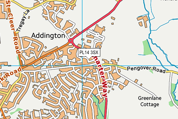 PL14 3SX map - OS VectorMap District (Ordnance Survey)