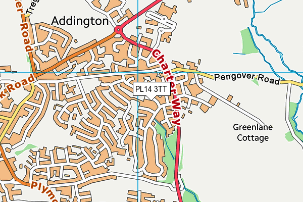 PL14 3TT map - OS VectorMap District (Ordnance Survey)