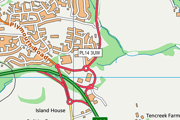 PL14 3UW map - OS VectorMap District (Ordnance Survey)