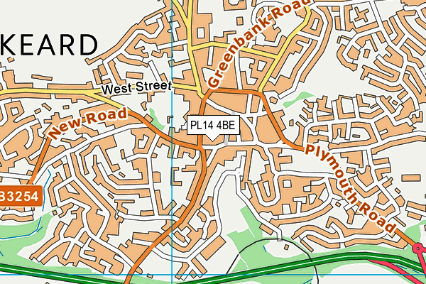 PL14 4BE map - OS VectorMap District (Ordnance Survey)