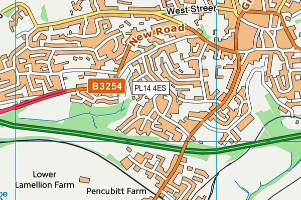 PL14 4ES map - OS VectorMap District (Ordnance Survey)