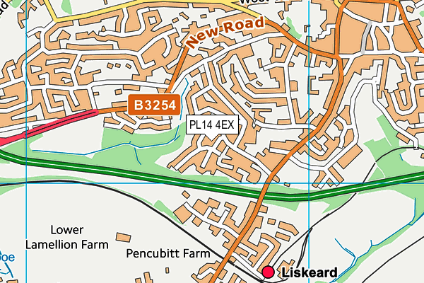 PL14 4EX map - OS VectorMap District (Ordnance Survey)