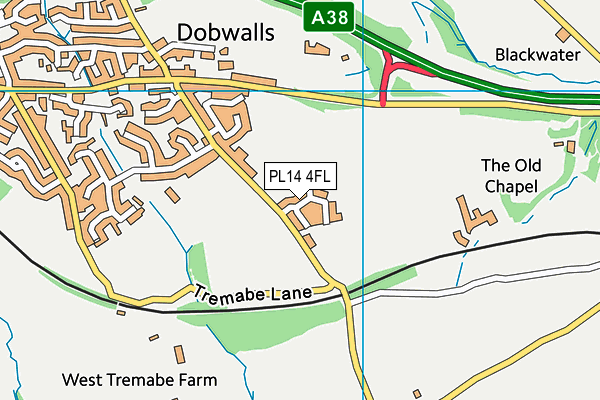 PL14 4FL map - OS VectorMap District (Ordnance Survey)