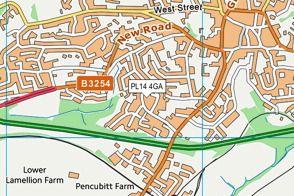 PL14 4GA map - OS VectorMap District (Ordnance Survey)