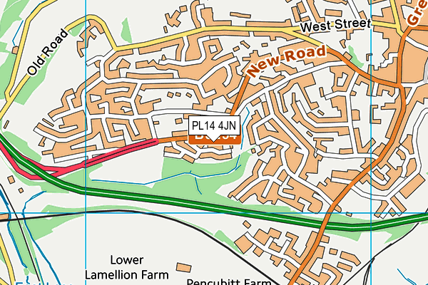 PL14 4JN map - OS VectorMap District (Ordnance Survey)