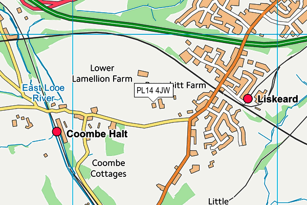 PL14 4JW map - OS VectorMap District (Ordnance Survey)