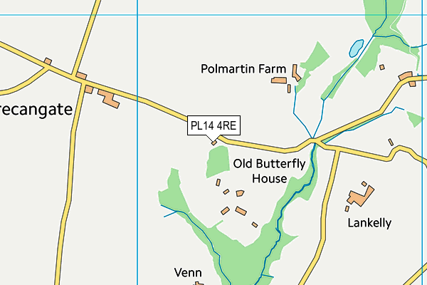 PL14 4RE map - OS VectorMap District (Ordnance Survey)