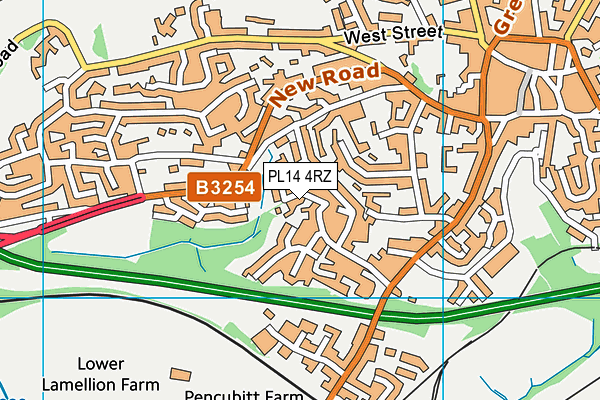 PL14 4RZ map - OS VectorMap District (Ordnance Survey)