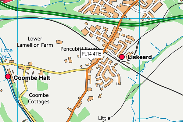 PL14 4TE map - OS VectorMap District (Ordnance Survey)