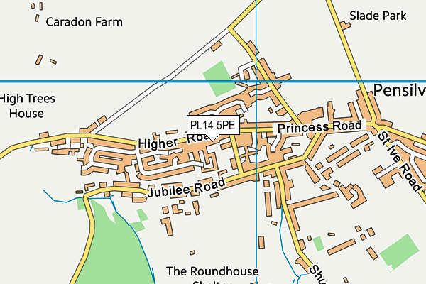 PL14 5PE map - OS VectorMap District (Ordnance Survey)