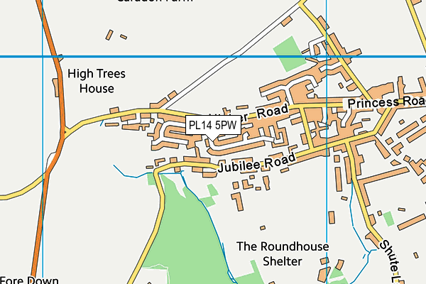 PL14 5PW map - OS VectorMap District (Ordnance Survey)