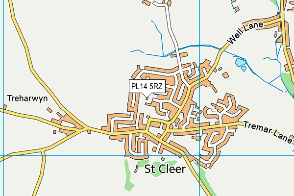 PL14 5RZ map - OS VectorMap District (Ordnance Survey)