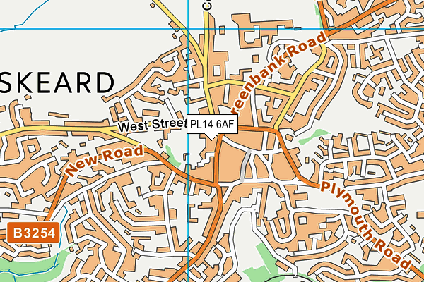 PL14 6AF map - OS VectorMap District (Ordnance Survey)