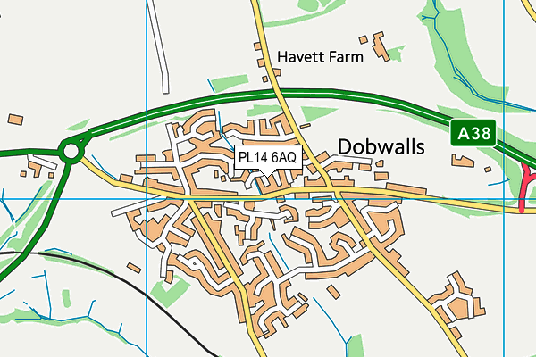 PL14 6AQ map - OS VectorMap District (Ordnance Survey)