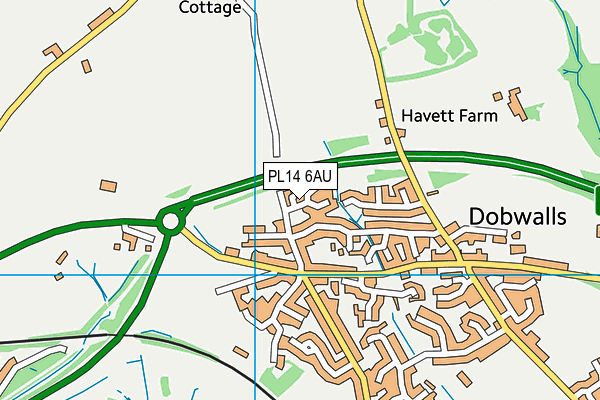 PL14 6AU map - OS VectorMap District (Ordnance Survey)