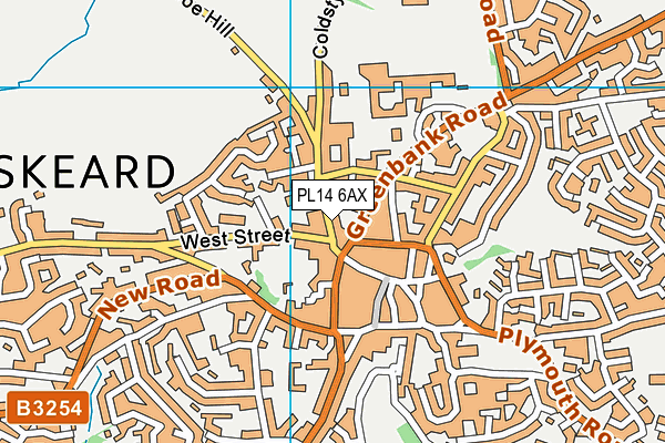 PL14 6AX map - OS VectorMap District (Ordnance Survey)