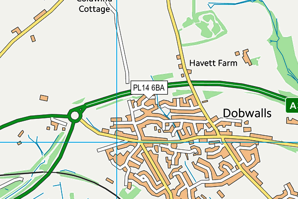 PL14 6BA map - OS VectorMap District (Ordnance Survey)