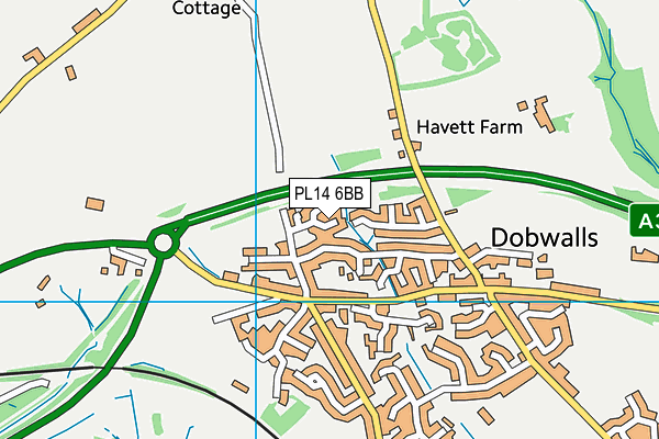 PL14 6BB map - OS VectorMap District (Ordnance Survey)