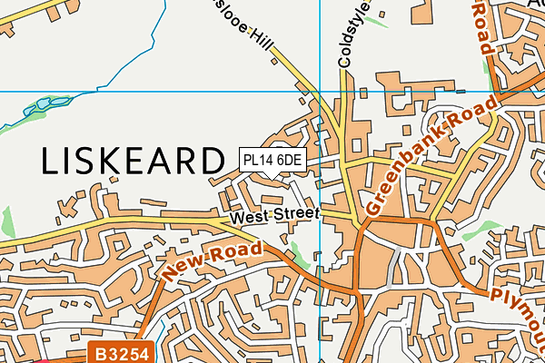 PL14 6DE map - OS VectorMap District (Ordnance Survey)