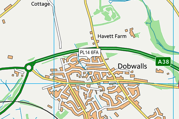 PL14 6FA map - OS VectorMap District (Ordnance Survey)