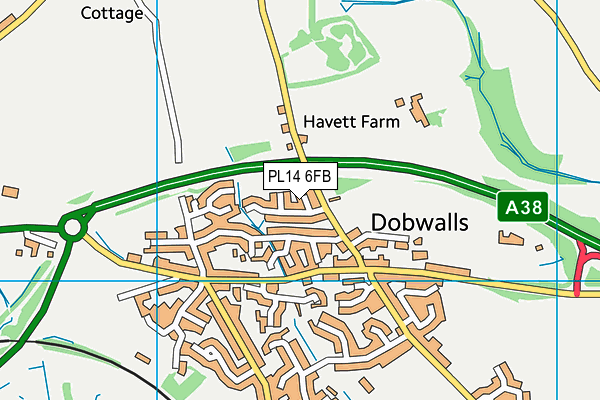 PL14 6FB map - OS VectorMap District (Ordnance Survey)