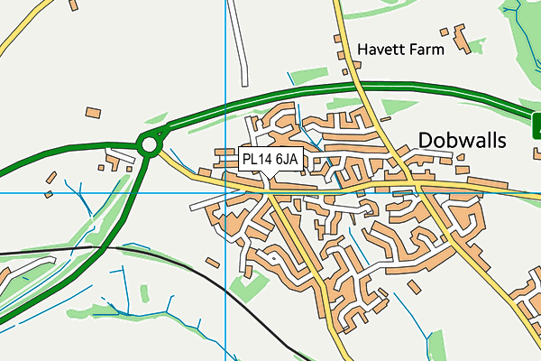 PL14 6JA map - OS VectorMap District (Ordnance Survey)