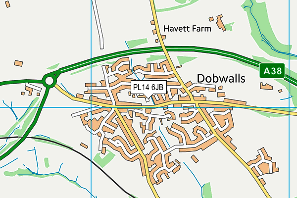 PL14 6JB map - OS VectorMap District (Ordnance Survey)
