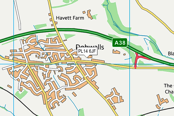 PL14 6JF map - OS VectorMap District (Ordnance Survey)