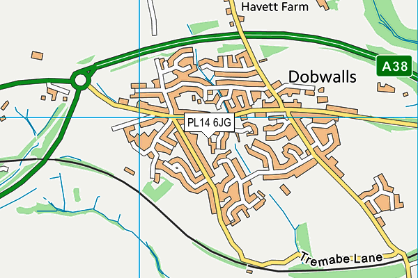 PL14 6JG map - OS VectorMap District (Ordnance Survey)