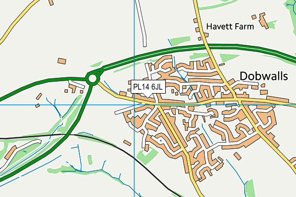 PL14 6JL map - OS VectorMap District (Ordnance Survey)