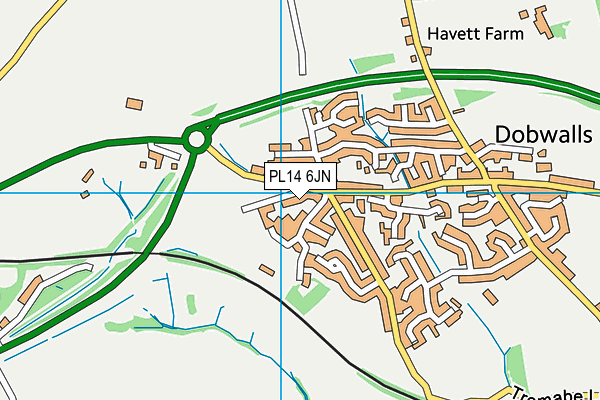 PL14 6JN map - OS VectorMap District (Ordnance Survey)