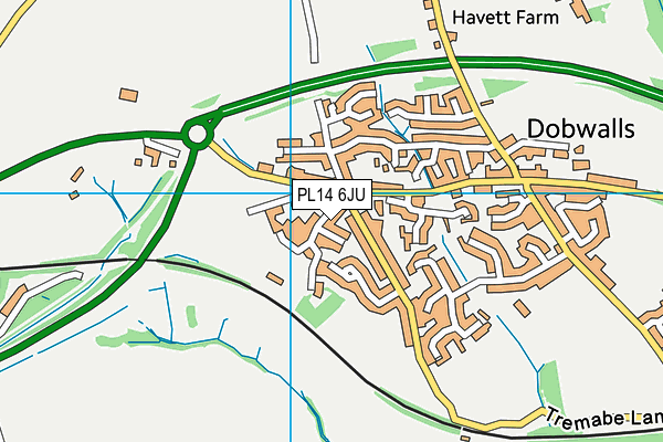 PL14 6JU map - OS VectorMap District (Ordnance Survey)