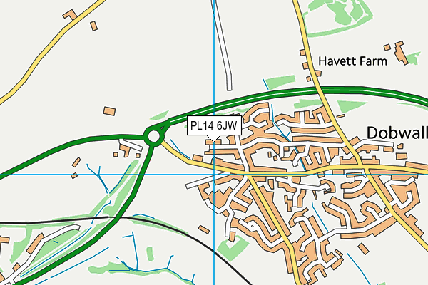 PL14 6JW map - OS VectorMap District (Ordnance Survey)