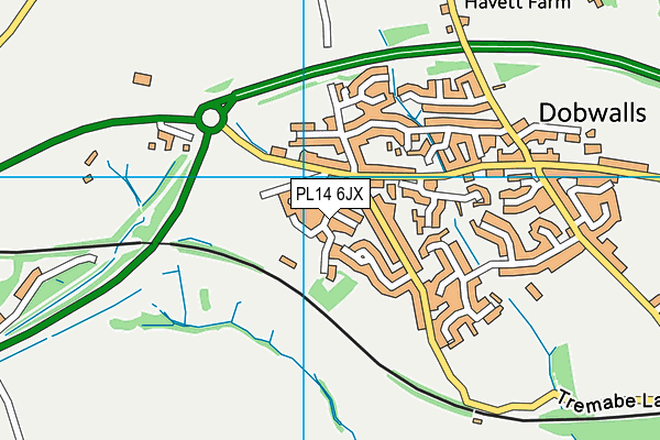 PL14 6JX map - OS VectorMap District (Ordnance Survey)