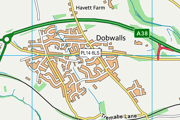 PL14 6LS map - OS VectorMap District (Ordnance Survey)