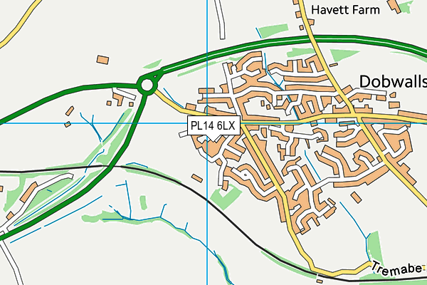 PL14 6LX map - OS VectorMap District (Ordnance Survey)