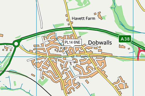 PL14 6NE map - OS VectorMap District (Ordnance Survey)