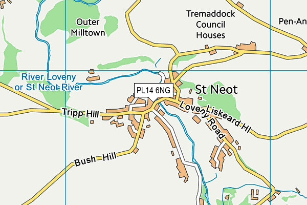 St Neot Village Hall map (PL14 6NG) - OS VectorMap District (Ordnance Survey)