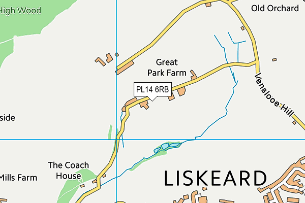 PL14 6RB map - OS VectorMap District (Ordnance Survey)