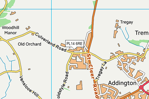 PL14 6RE map - OS VectorMap District (Ordnance Survey)