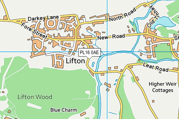 Lifton Qeii Recreation Ground map (PL16 0AE) - OS VectorMap District (Ordnance Survey)