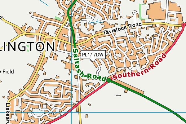 PL17 7DW map - OS VectorMap District (Ordnance Survey)