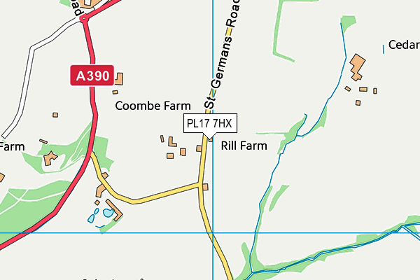 PL17 7HX map - OS VectorMap District (Ordnance Survey)