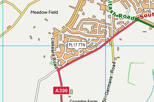 PL17 7TN map - OS VectorMap District (Ordnance Survey)