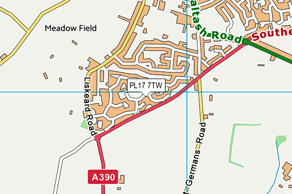 PL17 7TW map - OS VectorMap District (Ordnance Survey)