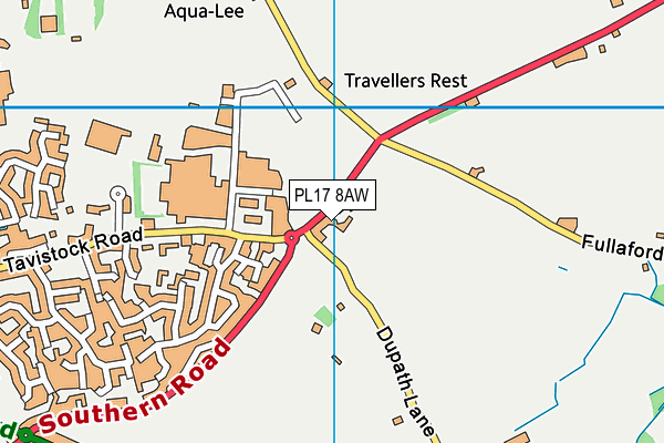 PL17 8AW map - OS VectorMap District (Ordnance Survey)