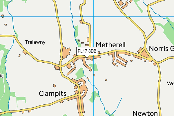 PL17 8DB map - OS VectorMap District (Ordnance Survey)